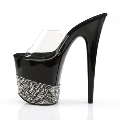 Pleaser Sandales pour femmes FLAMINGO-801-3 CLR / BLK-SANWTER RS