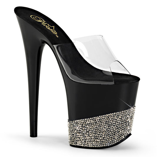 Pleaser Sandales pour femmes FLAMINGO-801-3 CLR / BLK-SANWTER RS