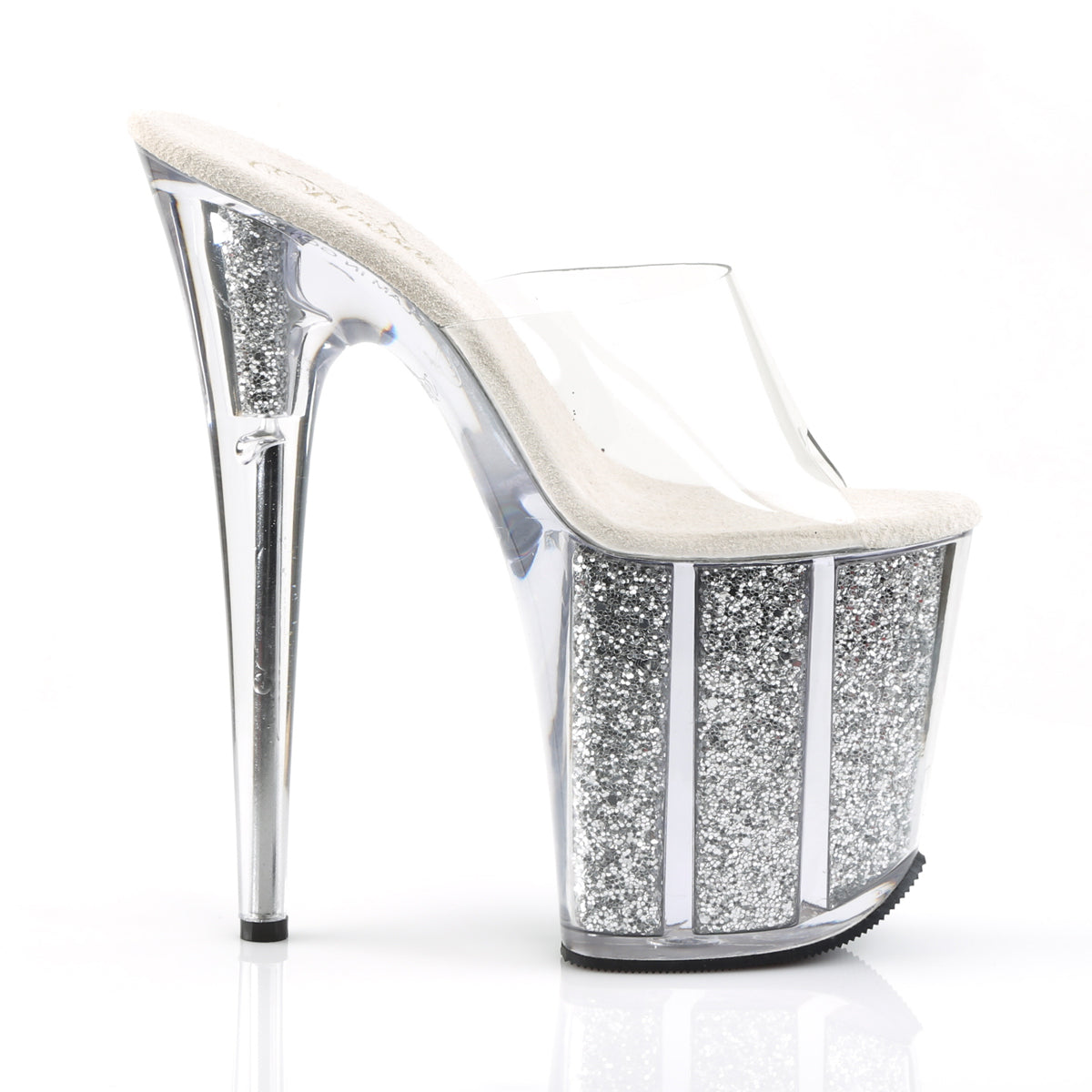 Pleaser Sandales pour femmes FLAMINGO-801g CLR / SLV Glitter