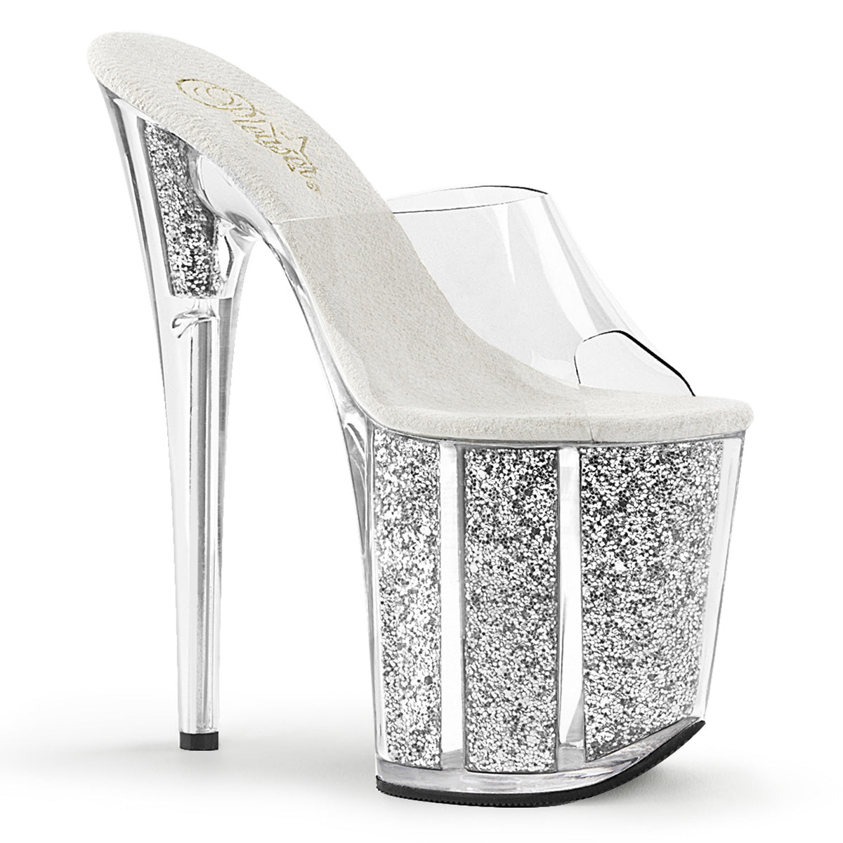 Pleaser Sandales pour femmes FLAMINGO-801g CLR / SLV Glitter
