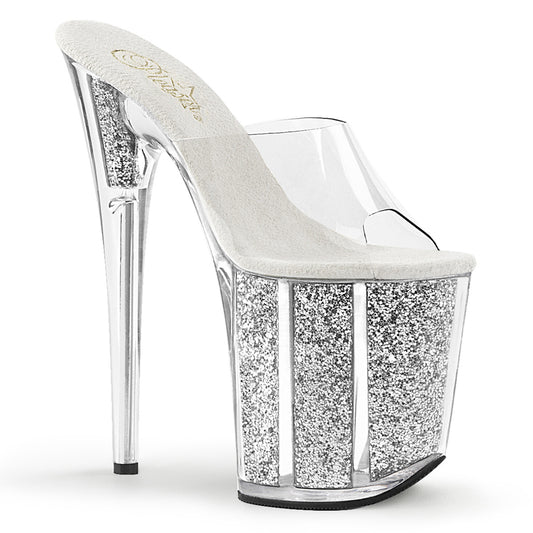 Pleaser Sandales pour femmes FLAMINGO-801g CLR / SLV Glitter