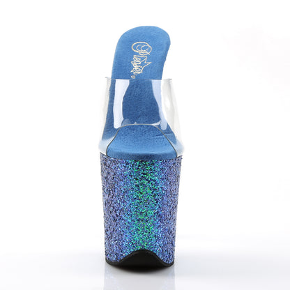 Pleaser Womens Sandals FLAMINGO-801LG Clr/Blue Holo Glitter