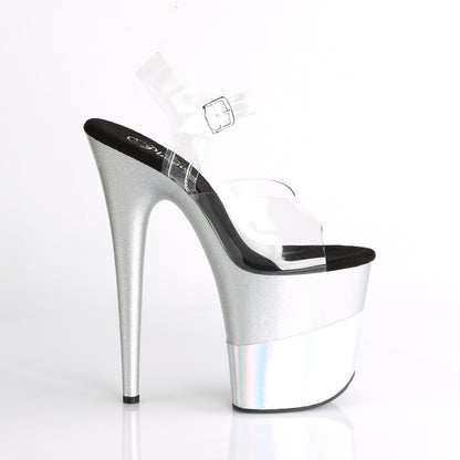 Pleaser Sandales pour femmes FLAMINGO-808-2HGM CLR / SLV Glitter-Hologramme