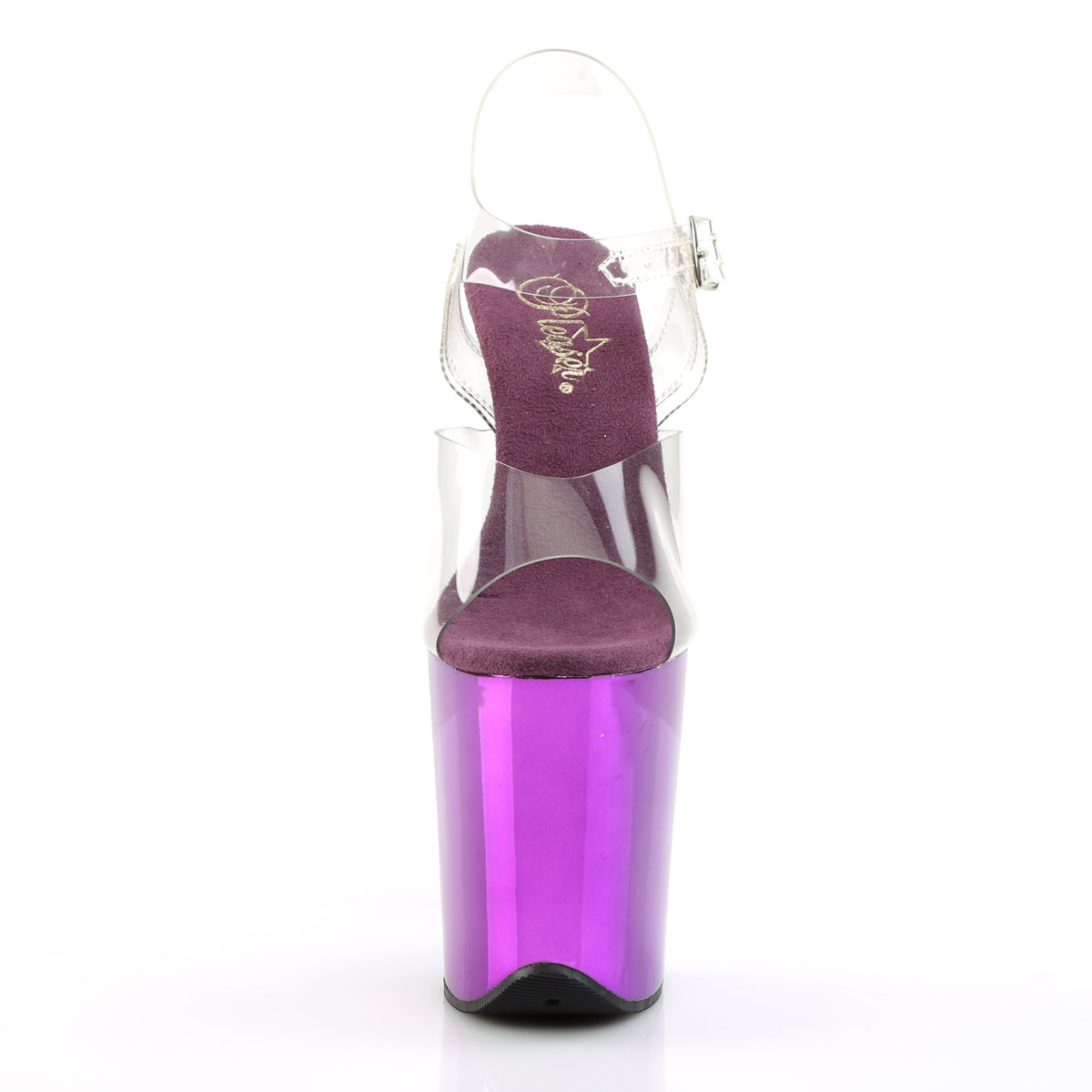Pleaser Womens Sandals FLAMINGO-808 Clr/Purple Chrome