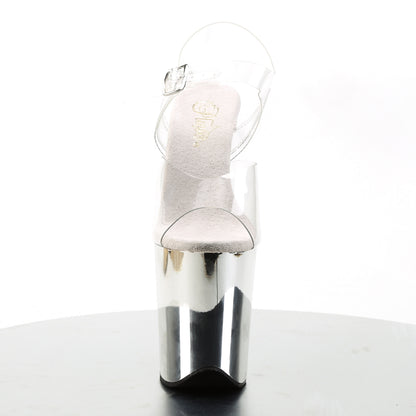 Pleaser Womens Sandals FLAMINGO-808 Clr/Slv Chrome
