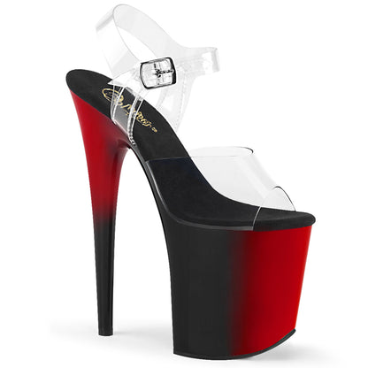 Pleaser Sandales pour femmes FLAMINGO-808br CLR / RED-BLK
