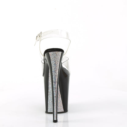 Pleaser  Des sandales FLAMINGO-808CRS-2 CLR / BLK-SLV RS