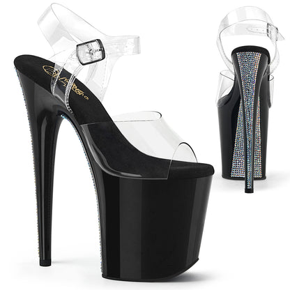 Pleaser  Des sandales FLAMINGO-808CRS-2 CLR / BLK-SLV RS