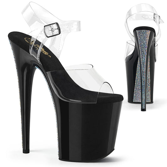Pleaser  Des sandales FLAMINGO-808CRS-2 CLR / BLK-SLV RS