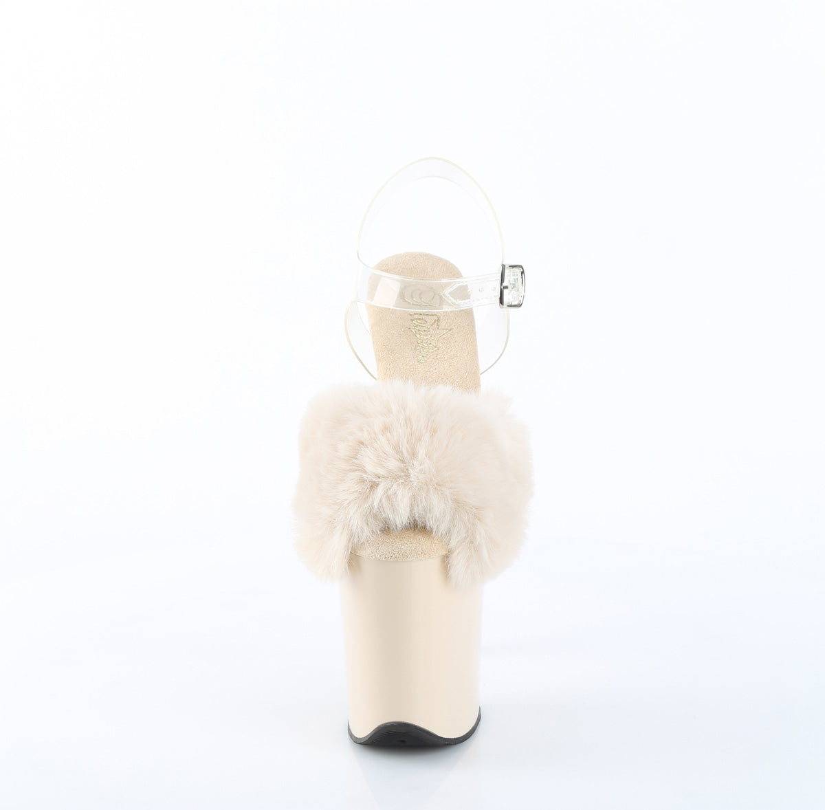 Pleaser Women's Platform Shoes FLAMINGO-808FUR Cream Faux Fur-Clr TPU/Cream