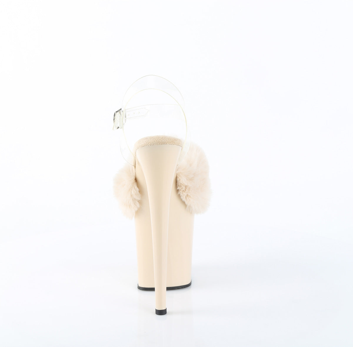 Pleaser Women's Platform Shoes FLAMINGO-808FUR Cream Faux Fur-Clr TPU/Cream