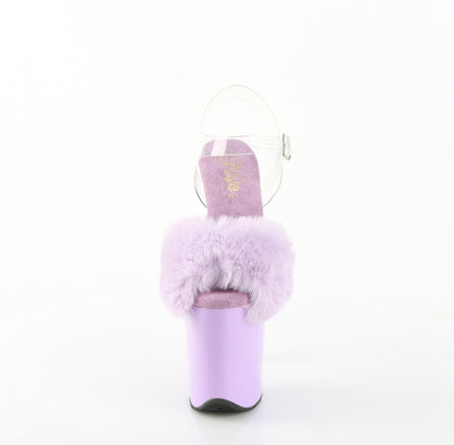 Pleaser Women's Platform Shoes FLAMINGO-808FUR Lavender Faux Fur-Clr TPU/Lavender
