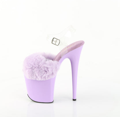 Pleaser Women's Platform Shoes FLAMINGO-808FUR Lavender Faux Fur-Clr TPU/Lavender