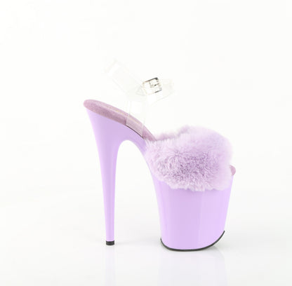 Pleaser Women's Platform Shoes FLAMINGO-808FUR Lavender Faux Fur-Clr TPU/Lavender