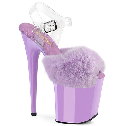 Pleaser Women's Platform Shoes FLAMINGO-808FUR Lavender Faux Fur-Clr TPU/Lavender