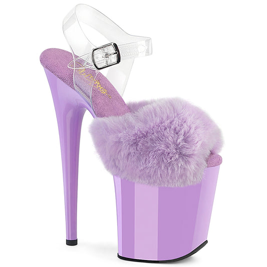 Pleaser Women's Platform Shoes FLAMINGO-808FUR Lavender Faux Fur-Clr TPU/Lavender