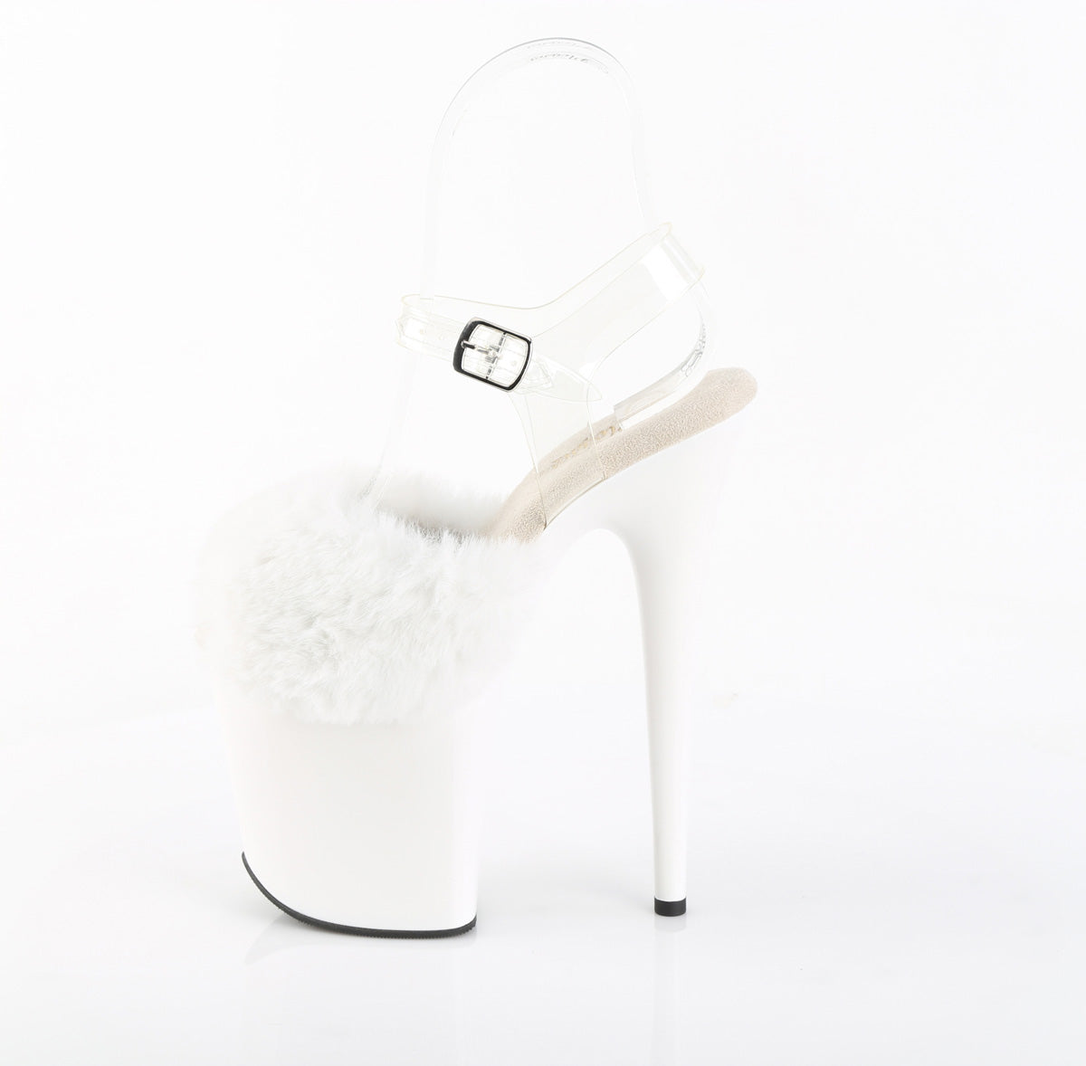 Pleaser Women's Platform Shoes FLAMINGO-808FUR Wht Faux Fur-Clr TPU/Wht