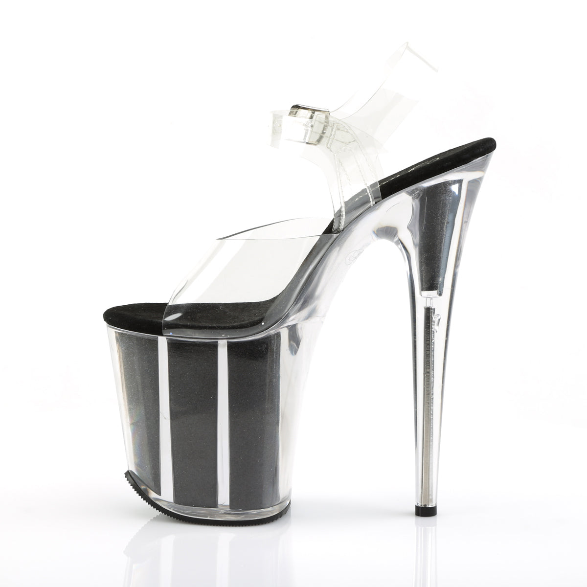 Pleaser Sandales pour femmes FLAMINGO-808g CLR / BLK GLTR