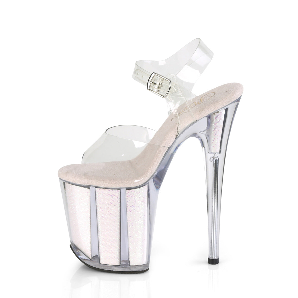 Pleaser Womens Sandals FLAMINGO-808G Clr/Opal Glitter Inserts