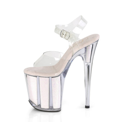 Pleaser Sandales pour femmes FLAMINGO-808G Inserts de scintillants CLR / OPAL