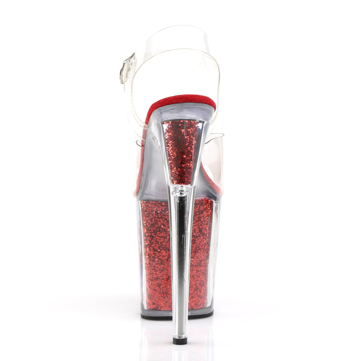 Pleaser Womens Sandals FLAMINGO-808G Clr/Red Glitter