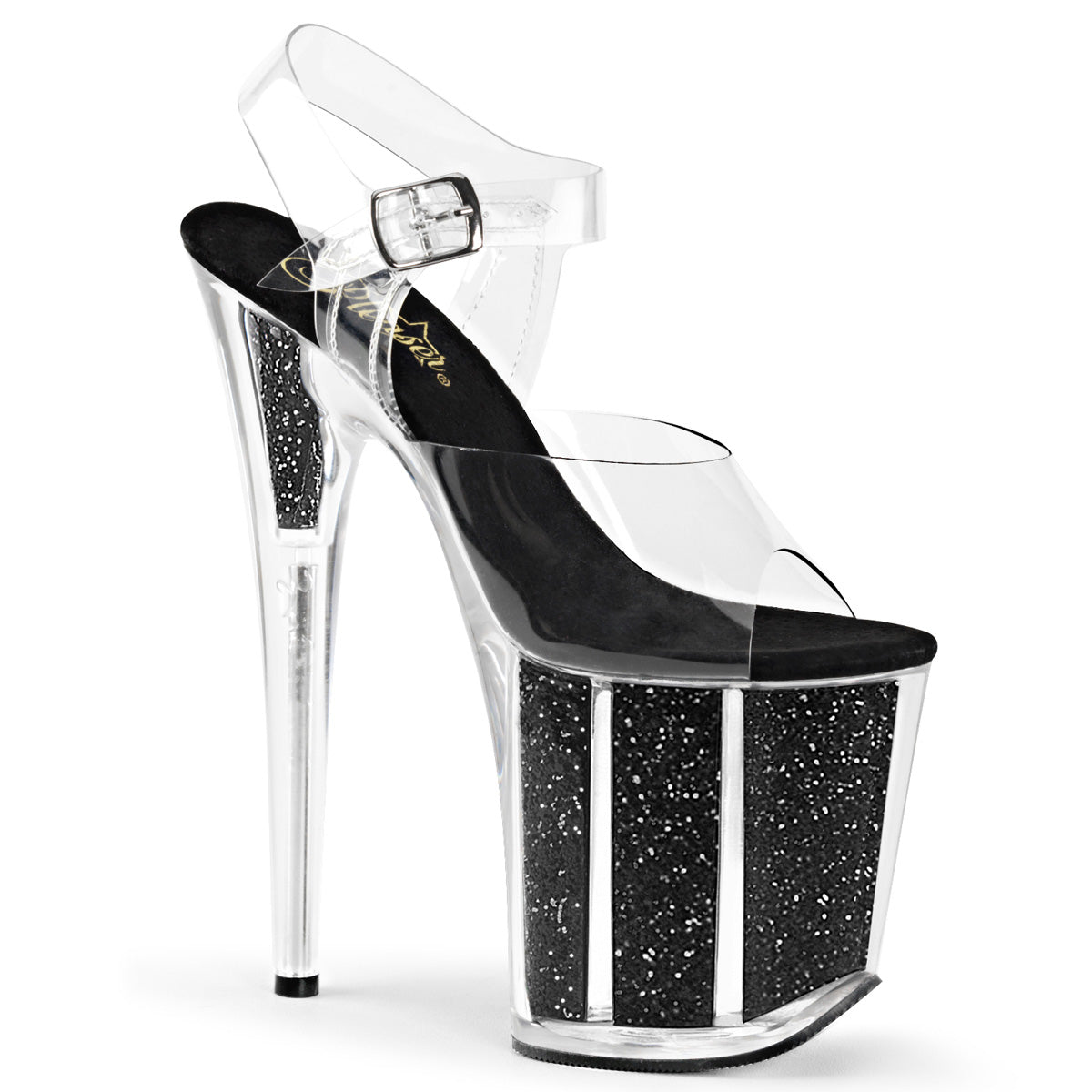 Pleaser Sandales pour femmes FLAMINGO-808g CLR / BLK GLTR