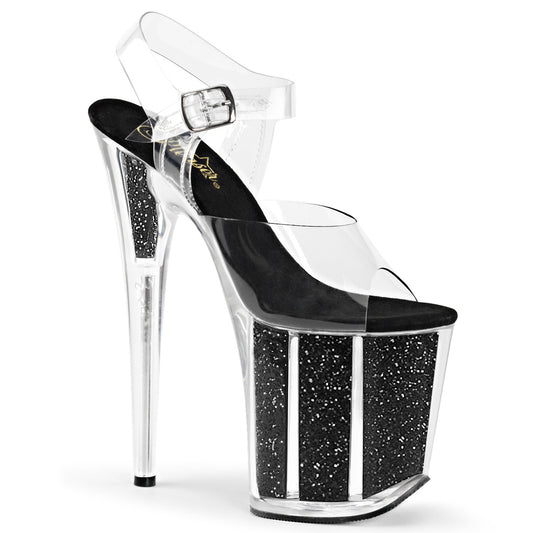 Pleaser Sandales pour femmes FLAMINGO-808g CLR / BLK GLTR