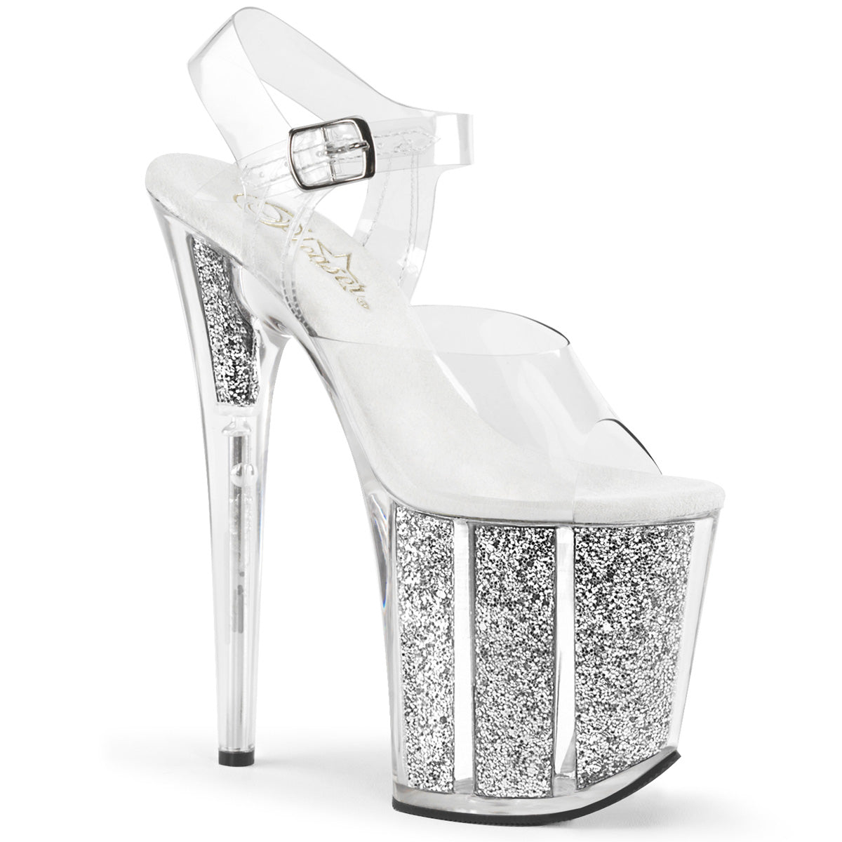 Pleaser Sandales pour femmes FLAMINGO-808g CLR / SLV GLTR