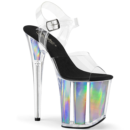 Pleaser Sandales pour femmes FLAMINGO-808HGI Inserts d'hologramme CLR / SLV