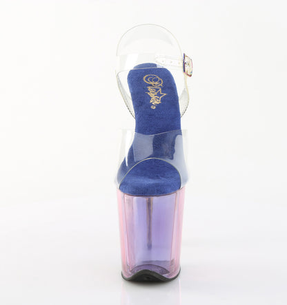 Pleaser Women's Platform Shoes FLAMINGO-808HT Clr/Blue Multi Tinted