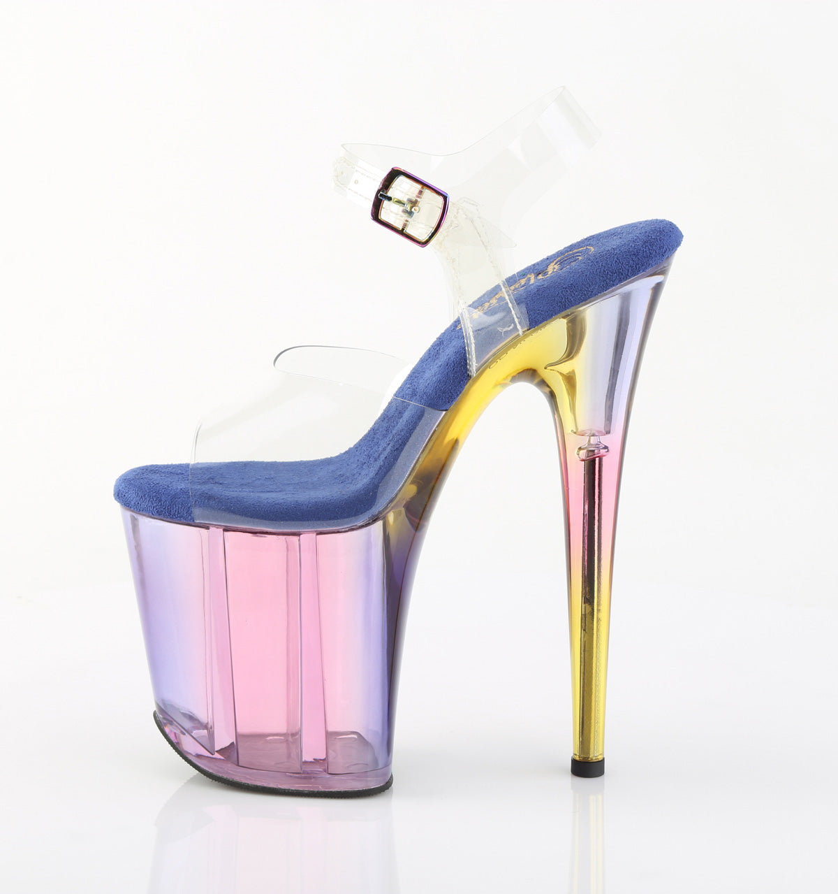 Pleaser Women's Platform Shoes FLAMINGO-808HT Clr/Blue Multi Tinted