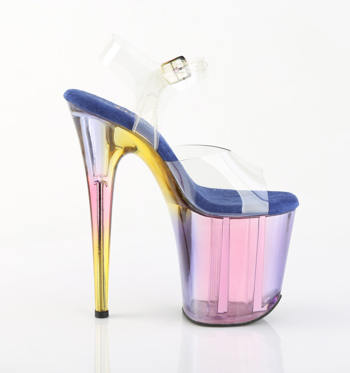 Pleaser Women's Platform Shoes FLAMINGO-808HT Clr/Blue Multi Tinted