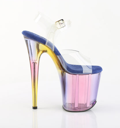 Pleaser Women's Platform Shoes FLAMINGO-808HT Clr/Blue Multi Tinted