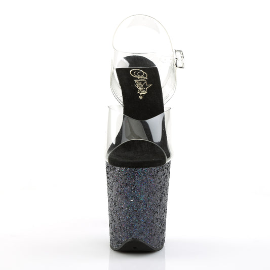 Pleaser Women's Platform Shoes FLAMINGO-808LG Clr/Blk Multi Glitter