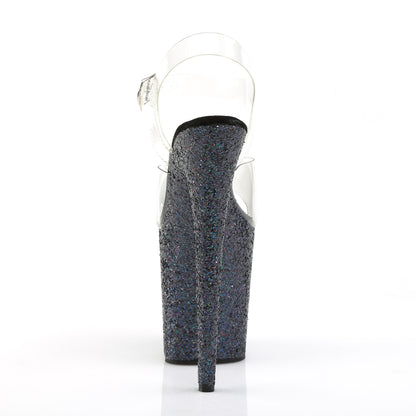 Pleaser Women's Platform Shoes FLAMINGO-808LG Clr/Blk Multi Glitter