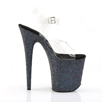 Pleaser Sandales pour femmes FLAMINGO-808LG CLR / BLK MULTI GLITTER