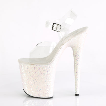 Pleaser Sandales pour femmes FLAMINGO-808LG CLR / OPAL Multi Glitter