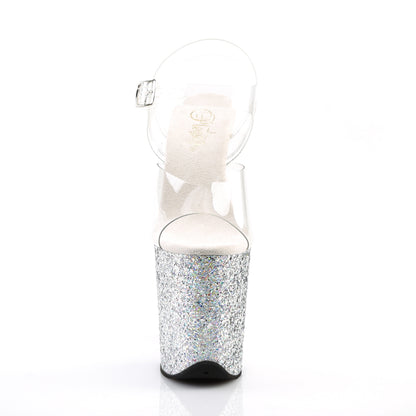 Pleaser Sandales pour femmes FLAMINGO-808LG CLR / SLV Multi Glitter