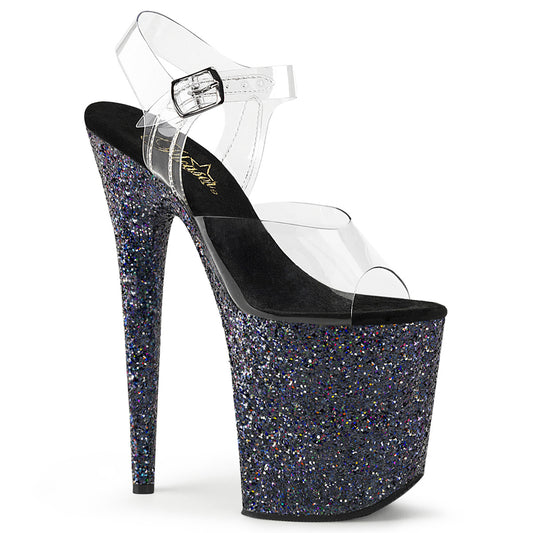 Pleaser Sandales pour femmes FLAMINGO-808LG CLR / BLK MULTI GLITTER