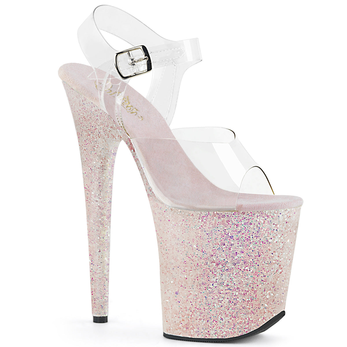 Pleaser Sandales pour femmes FLAMINGO-808LG CLR / OPAL Multi Glitter
