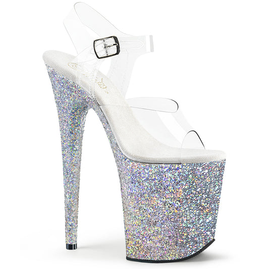 Pleaser Sandales pour femmes FLAMINGO-808LG CLR / SLV Multi Glitter