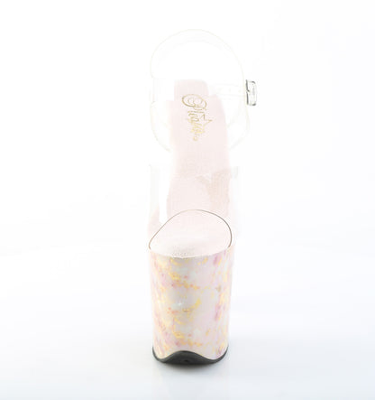 Pleaser Women's Platform Shoes FLAMINGO-808MB Clr/Blush-Gold Marble