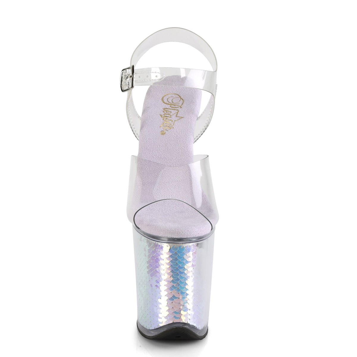 Pleaser Sandales pour femmes FLAMINGO-808MC Inserts d'hologramme CLR / lavande