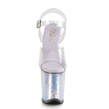 Pleaser Sandales pour femmes FLAMINGO-808MC Inserts d'hologramme CLR / lavande