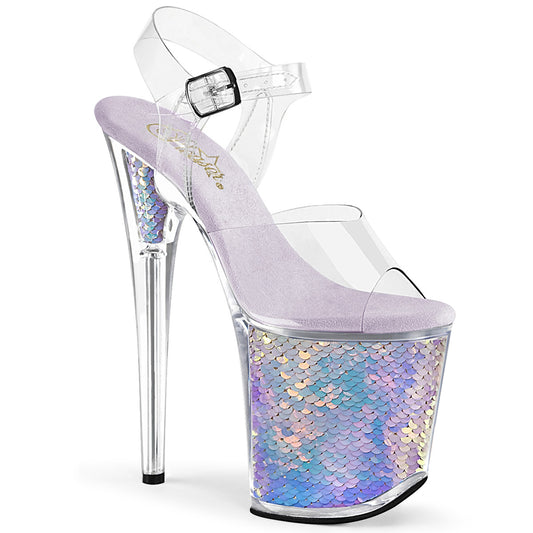 Pleaser Sandales pour femmes FLAMINGO-808MC Inserts d'hologramme CLR / lavande
