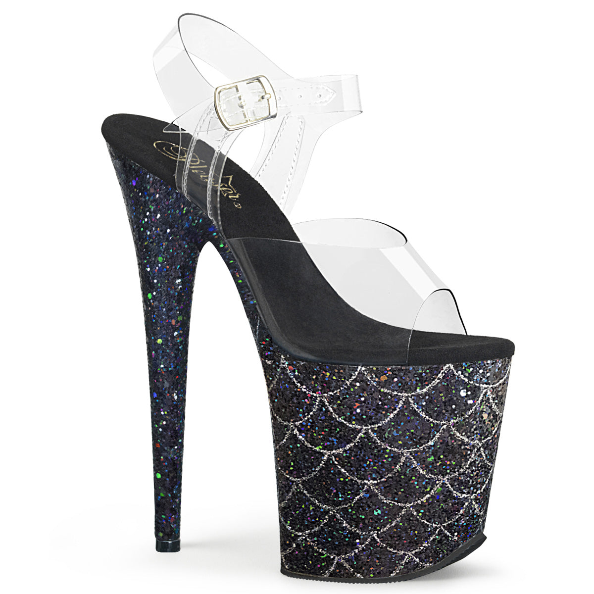 Pleaser Sandales pour femmes FLAMINGO-808mslg CLR / BLK MULTI GLITTER