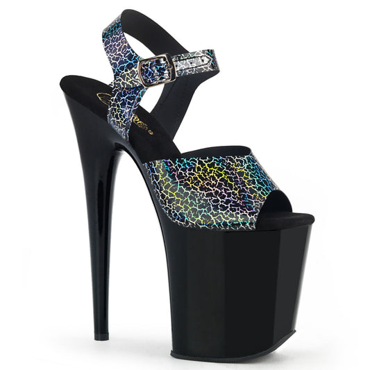 Pleaser Sandales pour femmes FLAMINGO-808n-ck blk biscuit hologramme tpu / blk