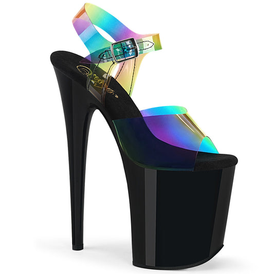 Pleaser Sandales pour femmes FLAMINGO-808rb Rainbow PVC / BLK