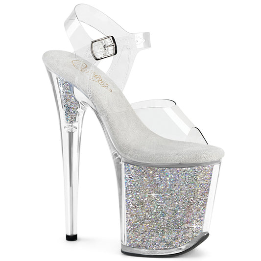 Pleaser Women's Platform Shoes FLAMINGO-808RSI Clr/Clr-Slv AB RS