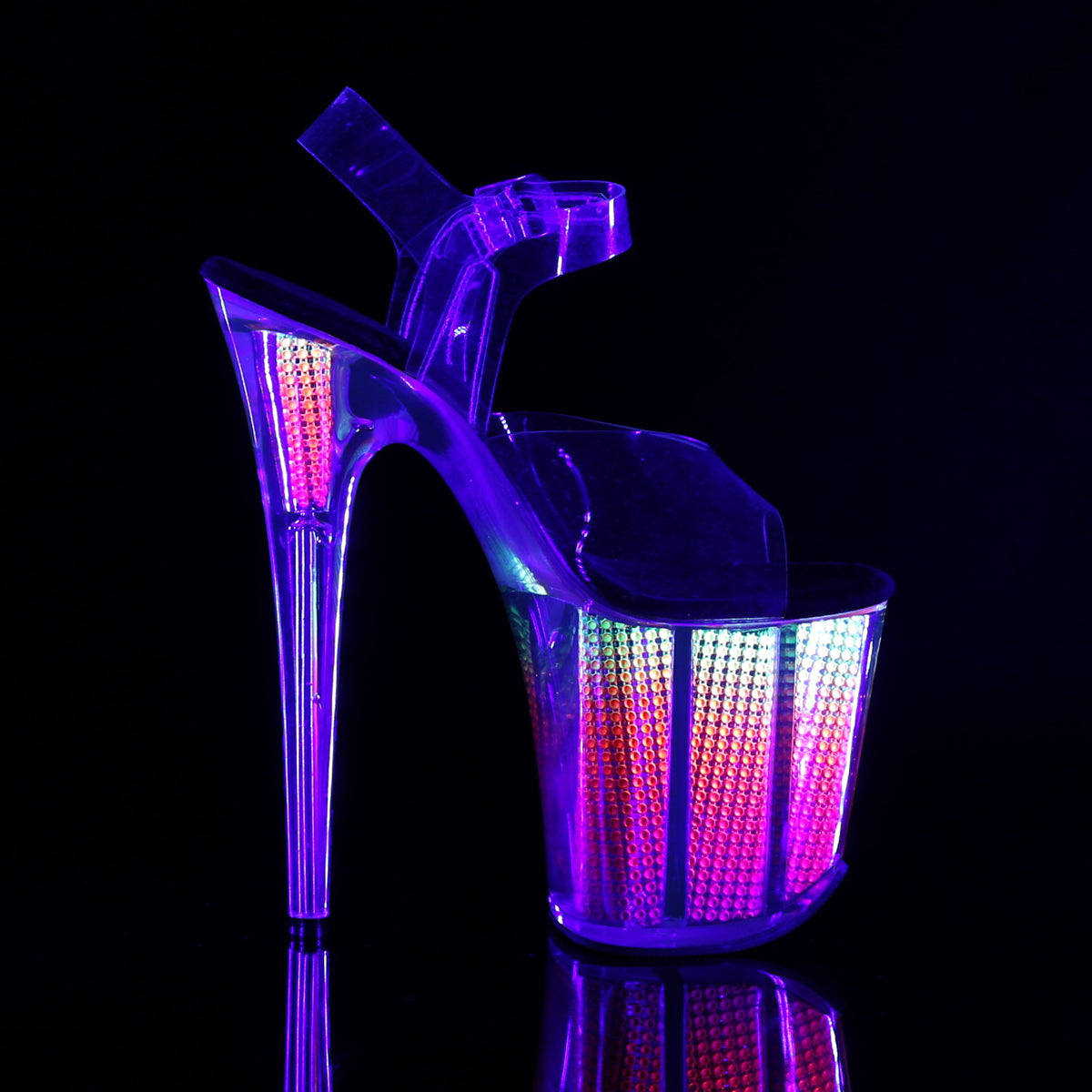 Pleaser Womens Sandals FLAMINGO-808SRS Clr/Neon Multi SRS